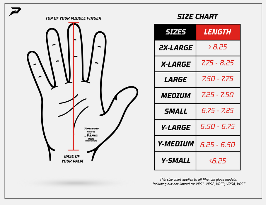 Football gloves youth size chart online