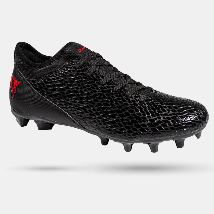 Velocity 3.0 Youth Football Cleats Black Cobra Skin Rocksolid